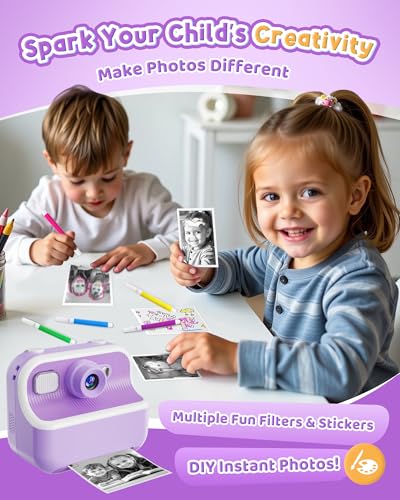 DUDUDRAGON Instant Camera, Front Rear Dual Selfie Kids Camera with 1080P Videos, Holiday Birthday Gifts for Kids Age 3-12, Toddler Portable Travel Print Digital Camera Toy for 4 5 6 7 8 9 Year Boys Girls - Image 5