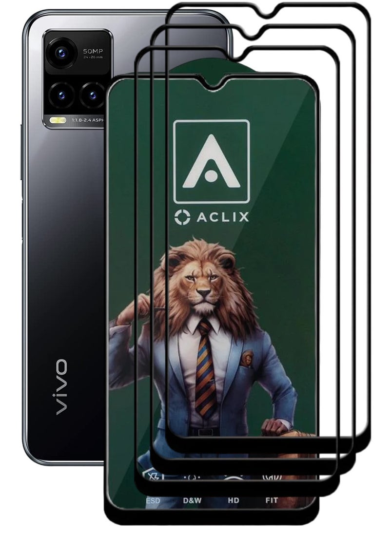 ACLIX 3 Pieces Antistatic ESD Dustproof Premium Quality High Definition Tempered Glass Screen Protector Designed For vivo Y33s - Image 1