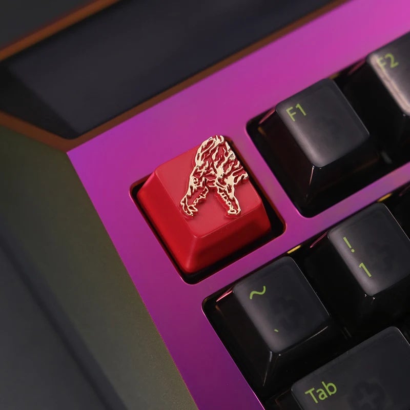 أكو لوحة مفاتيح Keystone Artisan Keycap CS GO Growl Red Zinc Aluminum Alloy MX Switch for Akko FUN60 Pro, Aula F75, Ajazz Keyboard - Image 1
