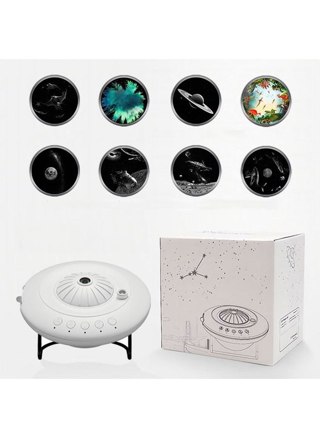 1 set of LED projector, adjustable angle, wide projection range, no glare, low noise, improved atmosphere, high-precision lens (UFO white host +8 light film)
