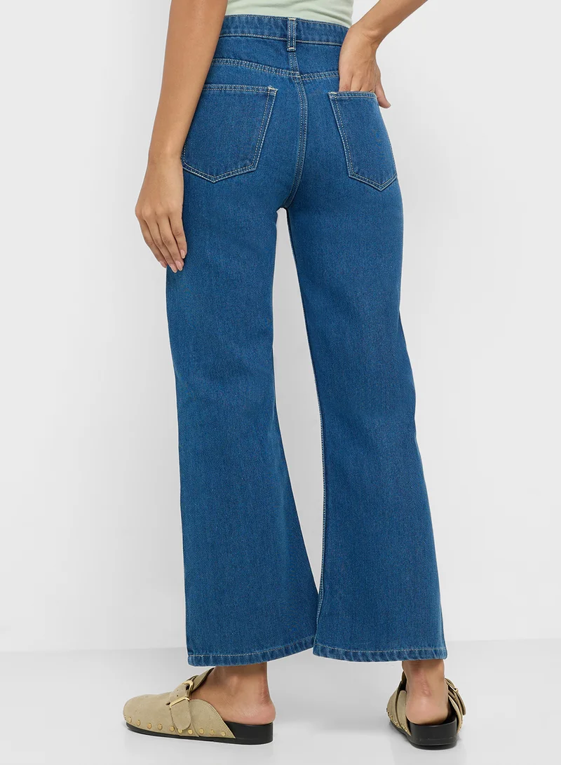 Ginger Distressed High Rise Straight Fit Jeans