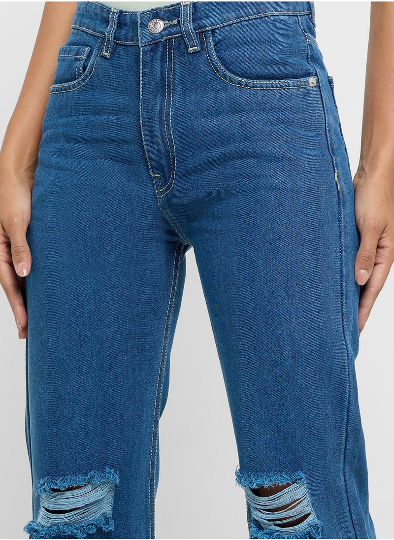 Ginger Distressed High Rise Straight Fit Jeans  - Image 4