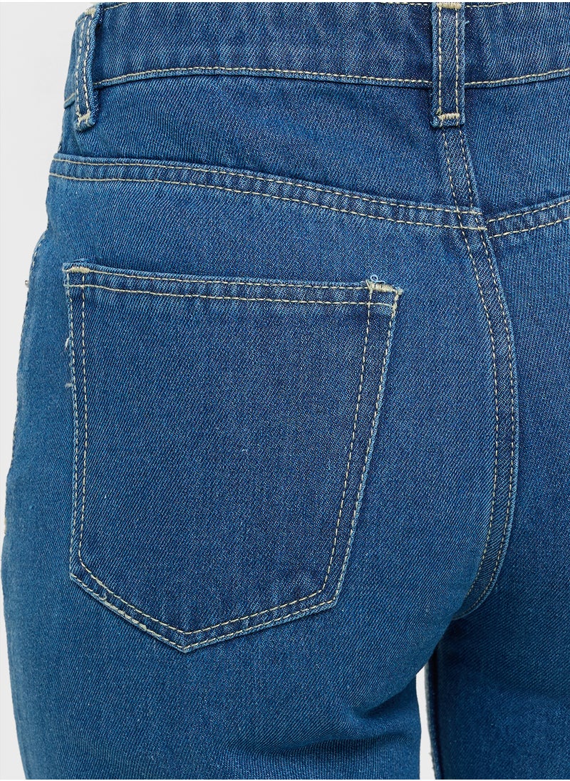 Ginger Distressed High Rise Straight Fit Jeans  - Image 5