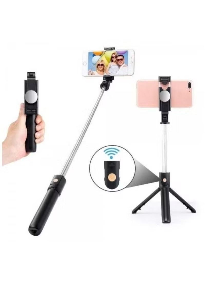 Zaboon - 360 Rotation Cell Phone Selfie Stick Tripod, Smartphone Tripod Stand All-in-1 with Integrated Wireless Remote, Portable, Lightweight, Tall Extendable Phone Tripod for 4''-7'' iPhone and Android Phones - Image 1