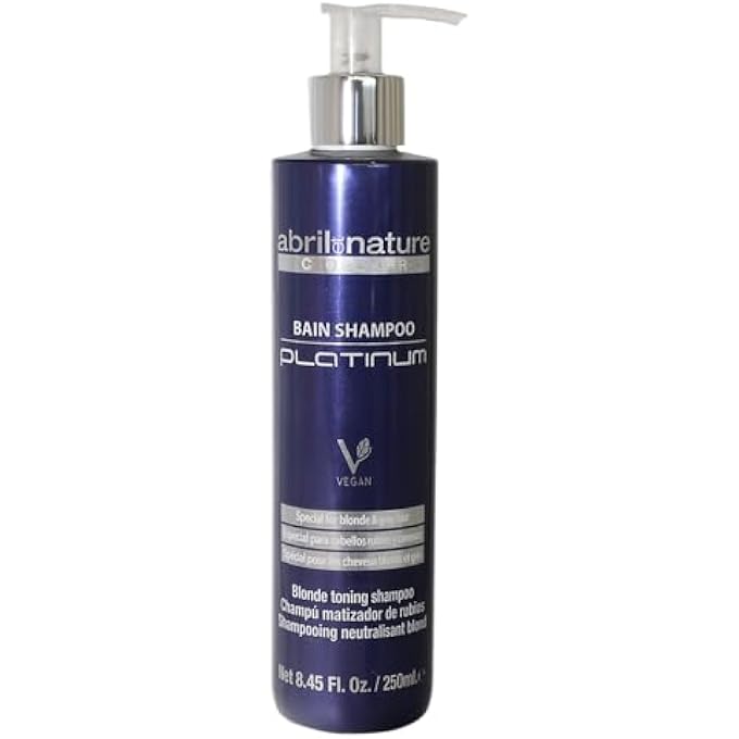abril et nature - BAIN SHAMPOO PLATINUM - PURPLE TONING SHAMPOO - 250 ML - TO TONE DOWN GREY OR BLEACHED HAIR - KERATIN HAIR TREATMENT - HAIR PRODUCTS - ELIMINATES BRASSY YELLOW TONES - Image 2