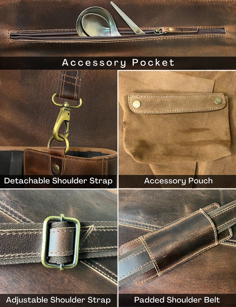RUSTIC TOWN Full Grain Leather Chef Knife Roll All Purpose Chef Roll (Walnut Brown, Modern) - Image 3