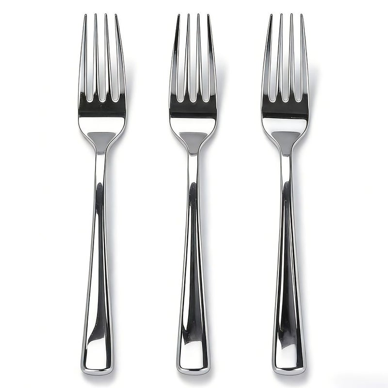 75 Pcs Silvery Plastic Dessert Forks 7.4 Inch Thick Cutlery For Parties Weddings - Image 4