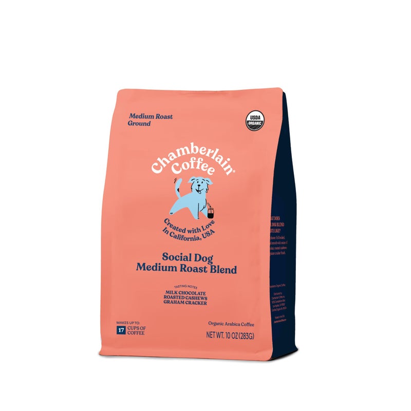 Chamberlain Coffee Social Dog Blend, Full Bodied Organic Coffee with Complex yet Smooth Notes of Milk Chocolate, Roasted Peanuts, Brown Sugar, Graham Cracker, Fresh Ground 10oz - Image 1