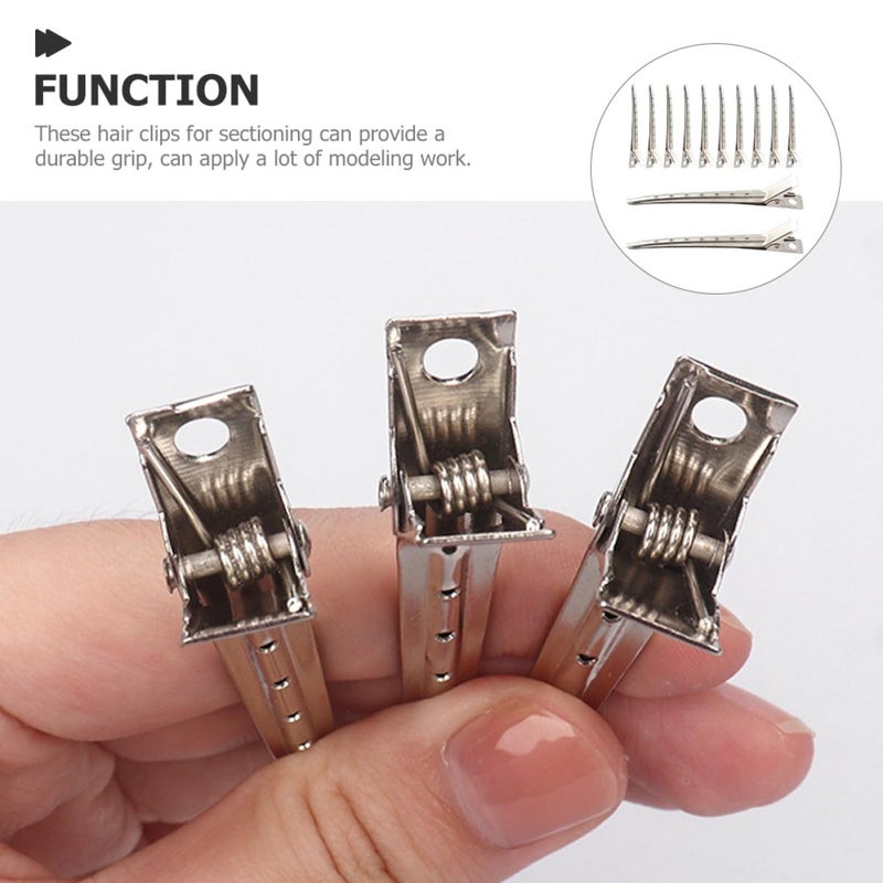 GALPADA 12pcs Silver Hair Stylist Clips with 7-hole Long Nose Design, round Head Duckbill Sectioning Hair Clips for Salon and Barber Use - Image 5