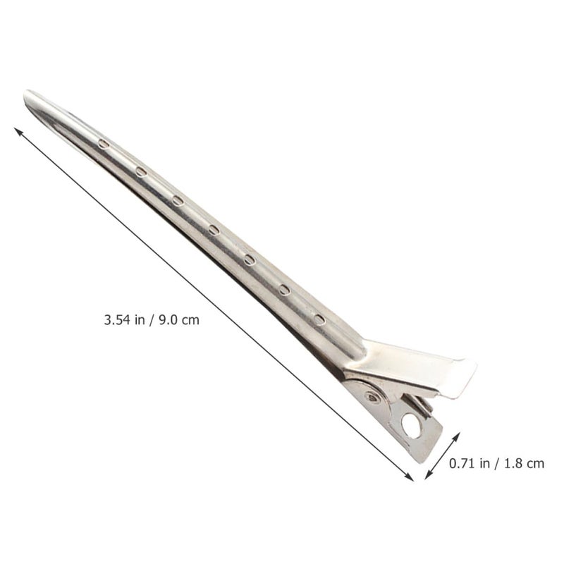 GALPADA 12pcs Silver Hair Stylist Clips with 7-hole Long Nose Design, round Head Duckbill Sectioning Hair Clips for Salon and Barber Use - Image 2