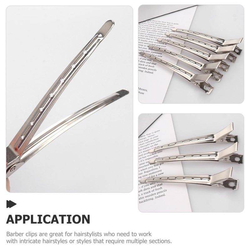 GALPADA 12pcs Silver Hair Stylist Clips with 7-hole Long Nose Design, round Head Duckbill Sectioning Hair Clips for Salon and Barber Use - Image 3