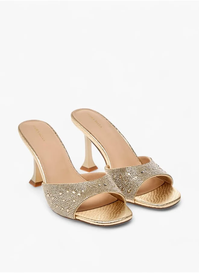 Flora Bella By Shoexpress Women Embellished Slip-On Sandals with Flared Heels