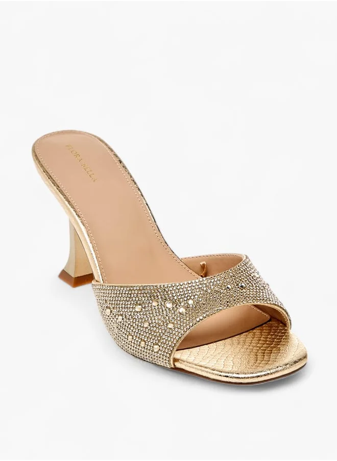 Flora Bella By Shoexpress Women Embellished Slip-On Sandals with Flared Heels