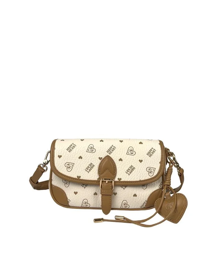 تايك تو Printed Shoulder Bag With Heart Chamr
