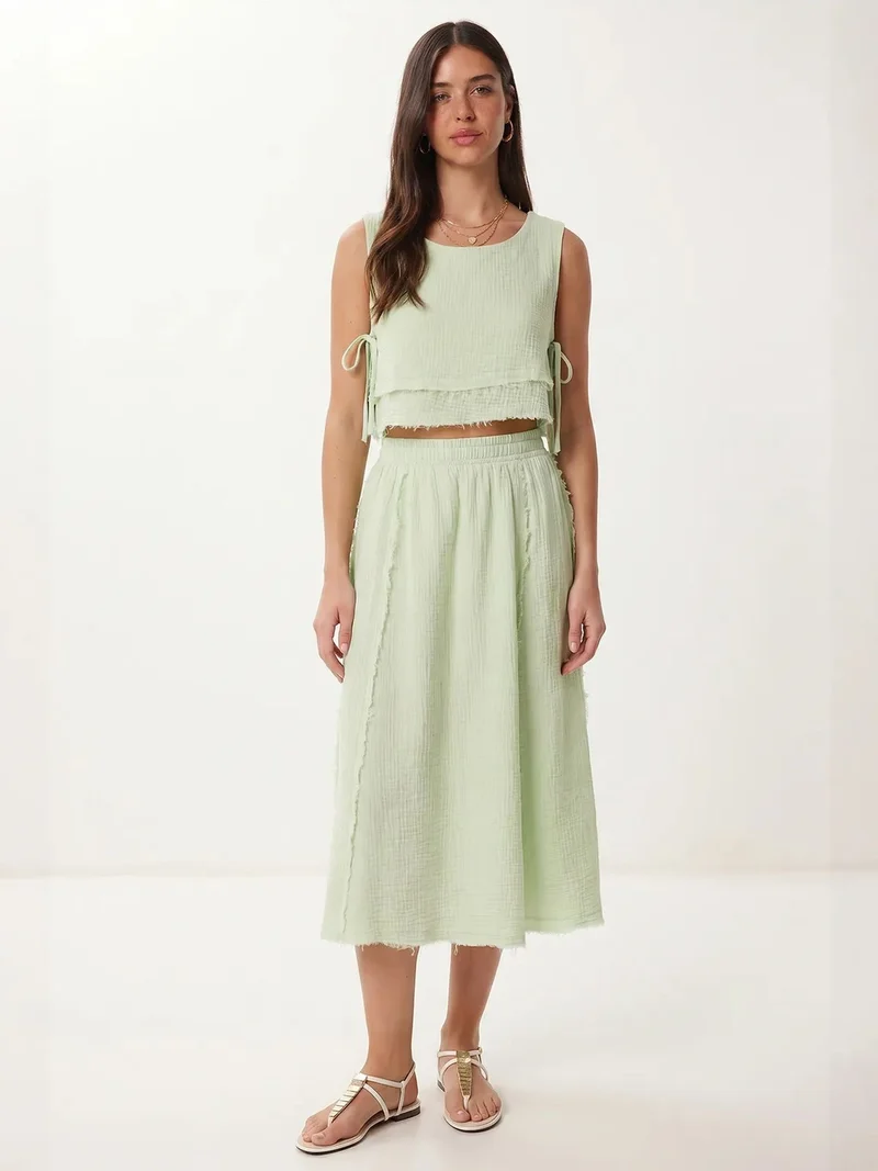 السعادة في إسطنبول ISTANBUL Cotton Sleeveless Blouse And Midi Skirt Set