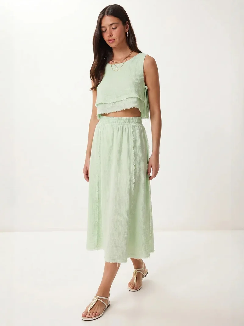 السعادة في إسطنبول ISTANBUL Cotton Sleeveless Blouse And Midi Skirt Set
