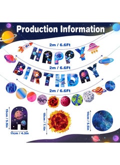 Easy Joy Space Planet Banner Outer Space Birthday Banner Astronaut Space Theme Party Decorations Happy Birthday Galaxy Party Supplies Solar System Hanging Decorations Set For Kids  - Image 3