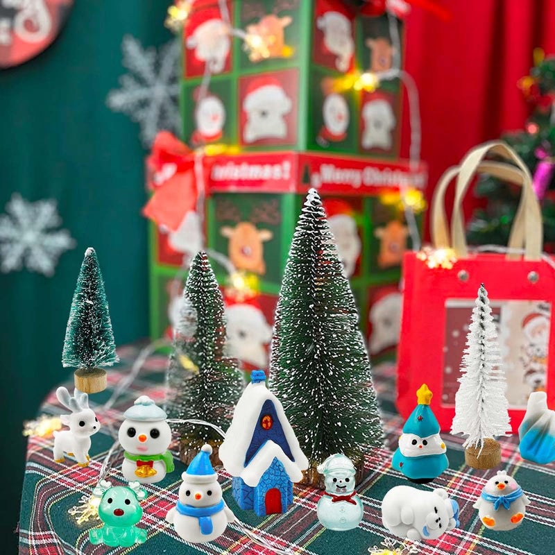 Suartus Christmas Miniature Figurines - 46 Winter Mini Resin Animal Figurines Tiny Christmas Figures Model Statue Ornaments for Xmas Fairy Garden Moss Landscape Potted Plant Snow Globes Home Decor - Image 4