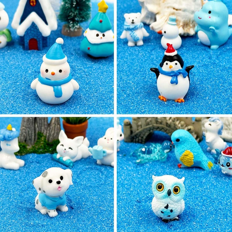 Suartus Christmas Miniature Figurines - 46 Winter Mini Resin Animal Figurines Tiny Christmas Figures Model Statue Ornaments for Xmas Fairy Garden Moss Landscape Potted Plant Snow Globes Home Decor - Image 3