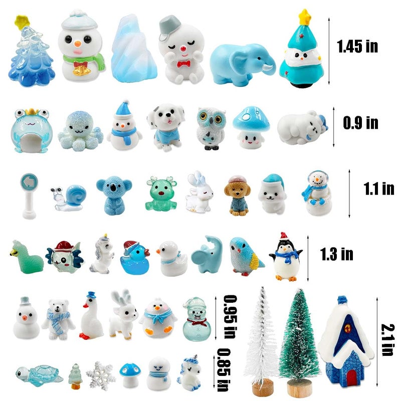 Suartus Christmas Miniature Figurines - 46 Winter Mini Resin Animal Figurines Tiny Christmas Figures Model Statue Ornaments for Xmas Fairy Garden Moss Landscape Potted Plant Snow Globes Home Decor - Image 5