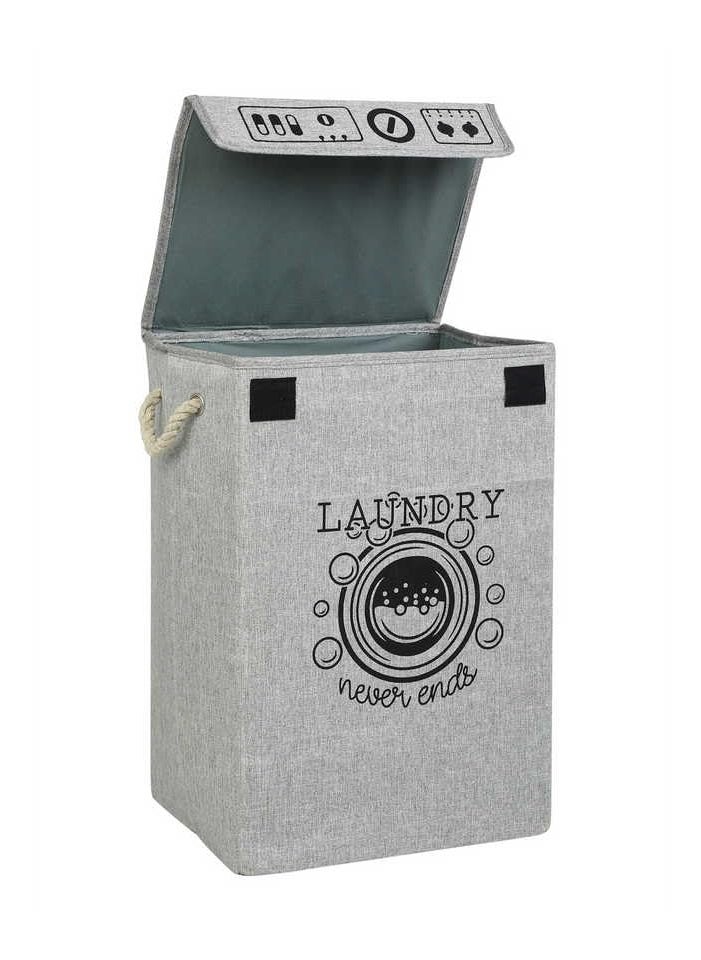 Cosy CORNER Cosy CORNER TRENDING FLODING STYLISH JUTE LAUNDRY BAG FOR CLOTHES WITH LID HAND FOR HOME AND TRAVEL USES GREY SMALL  - Image 3