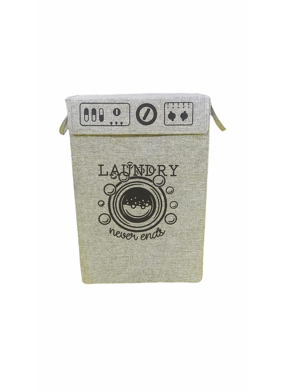 Cosy CORNER Cosy CORNER TRENDING FLODING STYLISH JUTE LAUNDRY BAG FOR CLOTHES WITH LID HAND FOR HOME AND TRAVEL USES GREY SMALL  - Image 2
