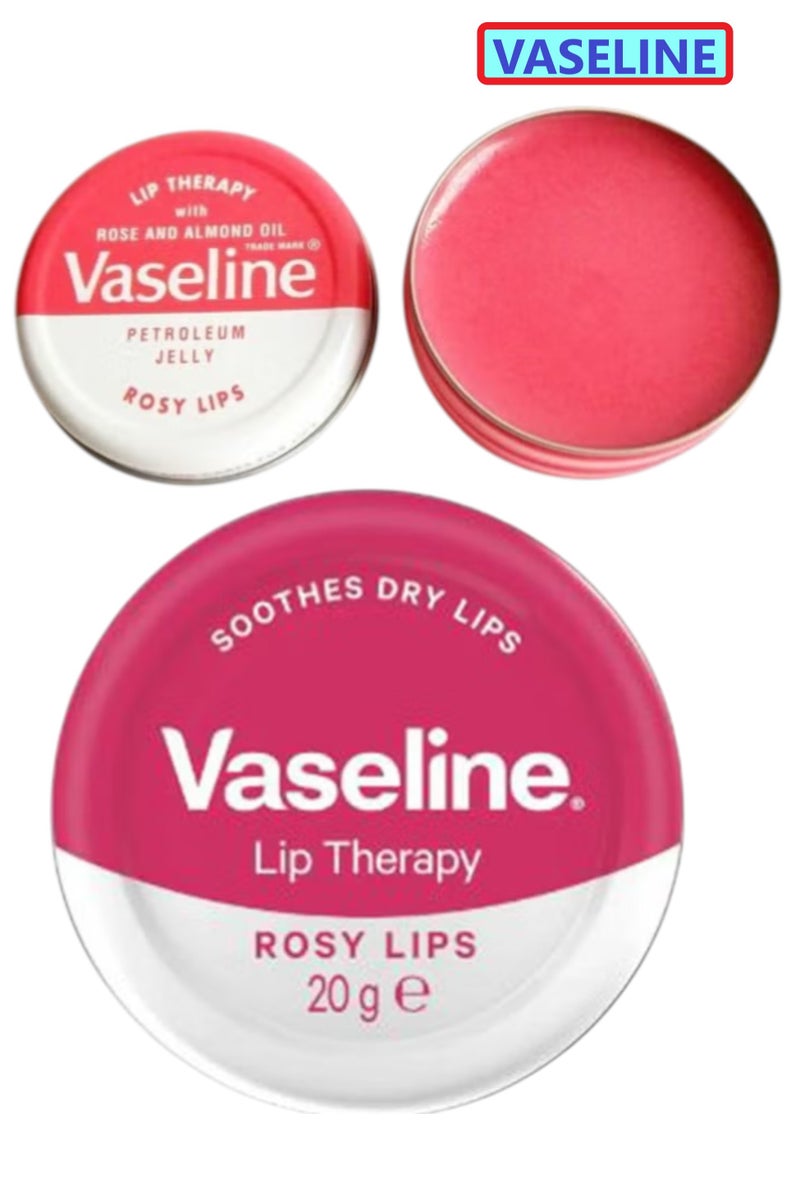 فازلين مرطب شفاه ليب ثيرابي روزي ليبس مرطب شفايف فازلين الوردى مدور يتميز بريحتة الشهية وبسرعة الترطيب وتقشير طبقة الشفاه الجافة 20جرام - Image 1