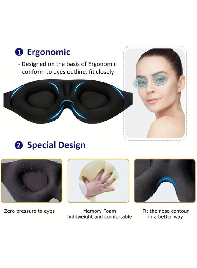 3D Contour Sleep Mask Blackout Soft Comfortable For Travel Yoga Naps 1pc - Image 5