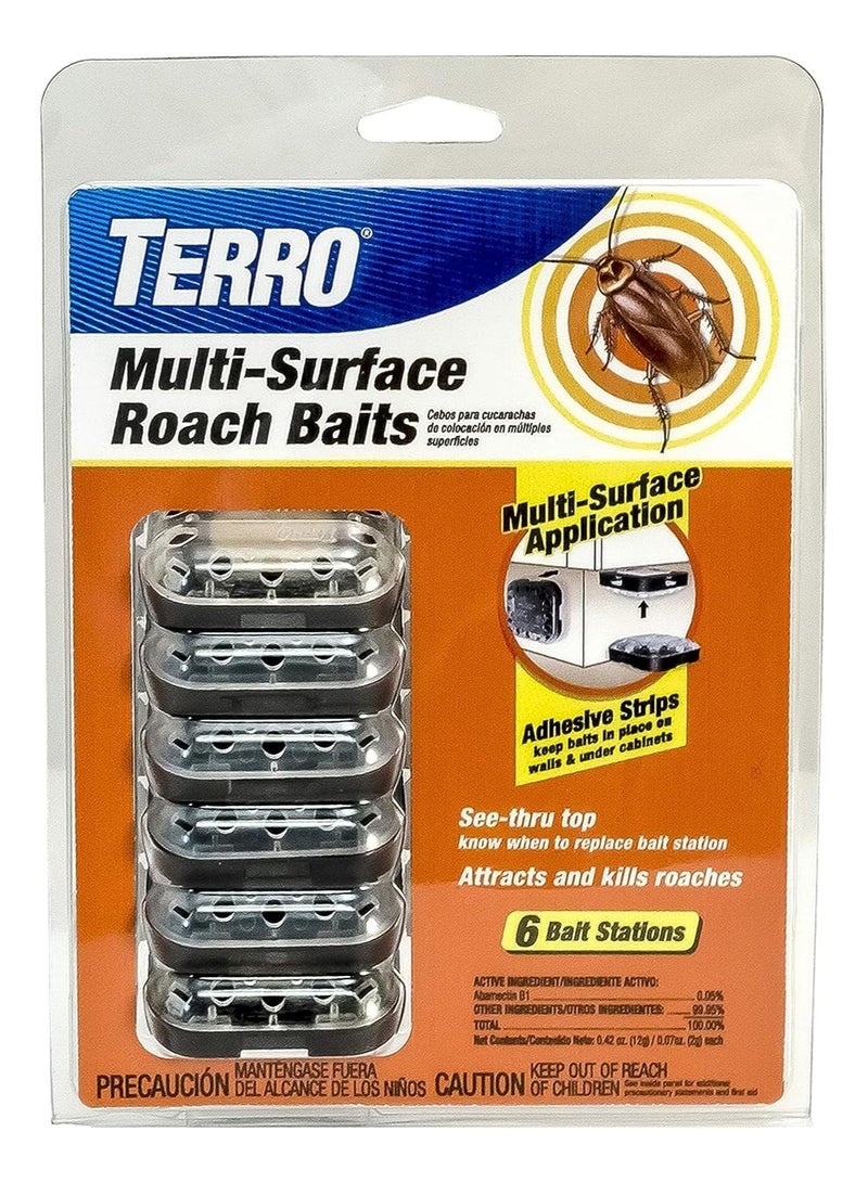محطات طُعم الصراصير متعددة الأسطح الداخلية TERRO T500 - قاتل الصراصير الداخلي، 6 محطات طُعم، أسود - Image 1