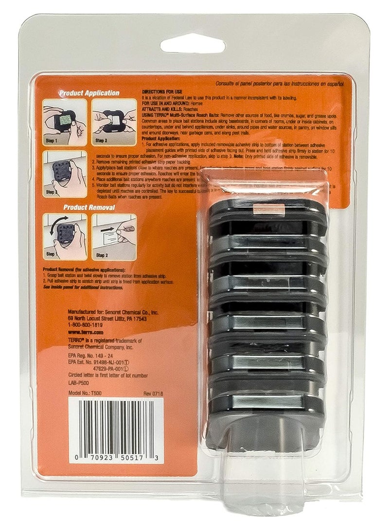 محطات طُعم الصراصير متعددة الأسطح الداخلية TERRO T500 - قاتل الصراصير الداخلي، 6 محطات طُعم، أسود - Image 2