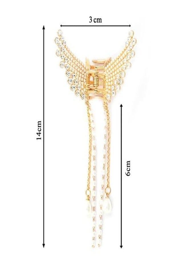Qitzhaa prime Korean Style Hair Clips Butterfly Clips For Women, Korean Hair Accessories - Butterfly Clip With Pearls & Rhinestone - Hair Accessories for Women (1 Pc) - Image 3