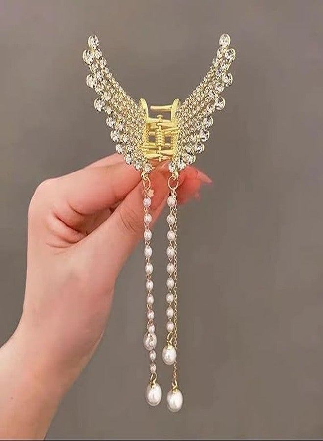 Qitzhaa prime Korean Style Hair Clips Butterfly Clips For Women, Korean Hair Accessories - Butterfly Clip With Pearls & Rhinestone - Hair Accessories for Women (1 Pc) - Image 4