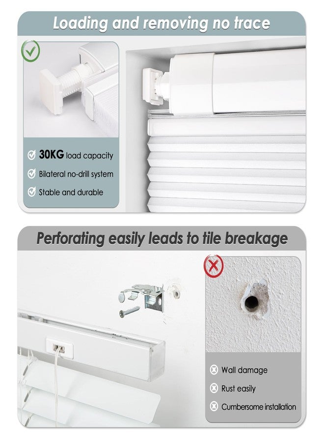 LazBlinds No Tools No Drill Cordless Cellular Shades, Top Down Bottom Up (TDBU) Cellular Pleated Window Shades, Light Filtering Honeycomb Shades for Window Size 20" W x 48" H, White - Image 2
