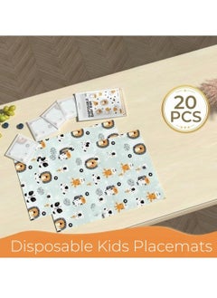 20PCS Disposable Kids Placemats Restaurant Stick-on Table Mats for Girls Boys Baby Toddler