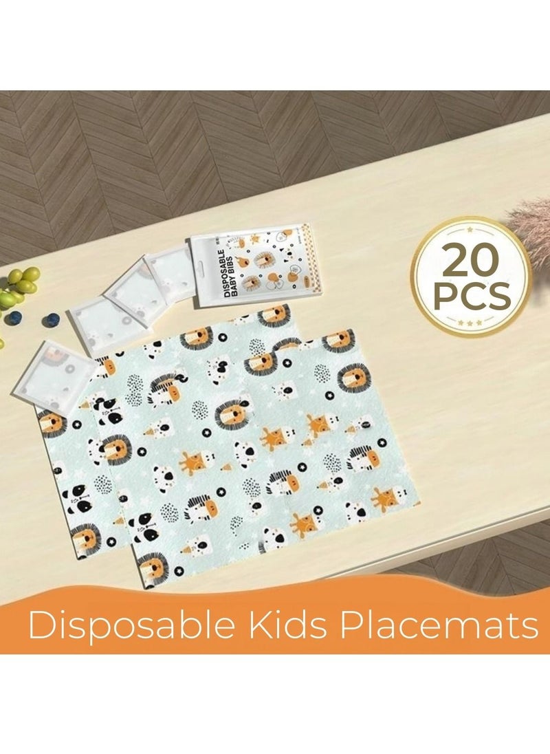 BABYBBZ - 20PCS Disposable Kids Placemats Restaurant Stick-on Table Mats for Girls Boys Baby Toddler - Image 1