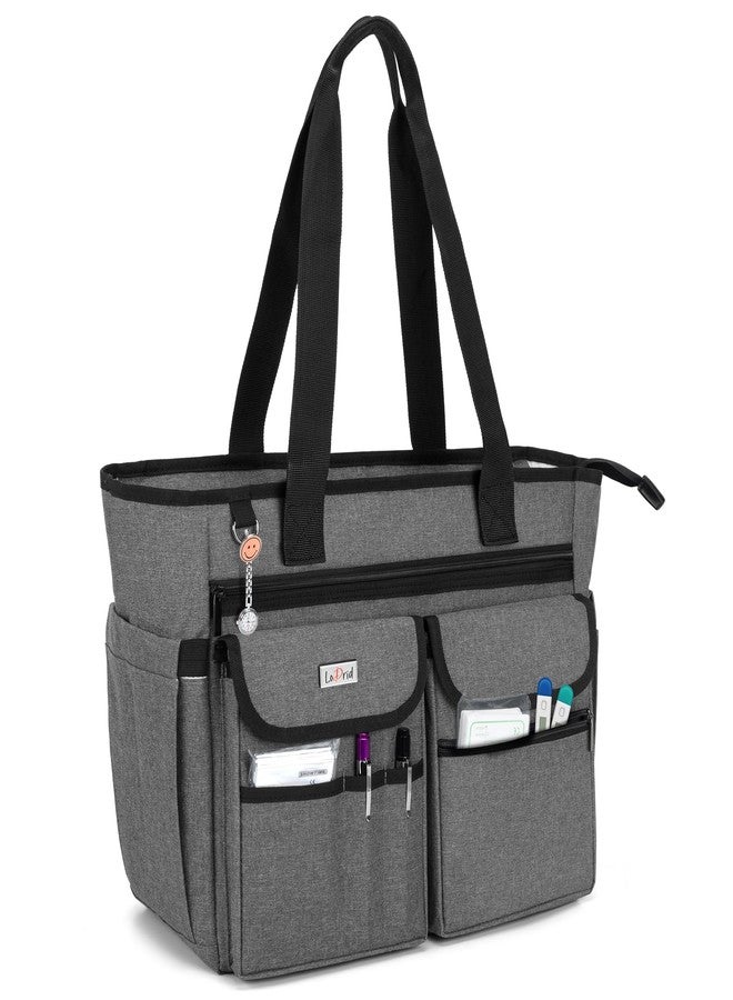 LoDrid Nurse Tote with Padded Bottom, Separated Storage for Laptops up to 15.6 Inch, Large Compartment, Gray - Image 1