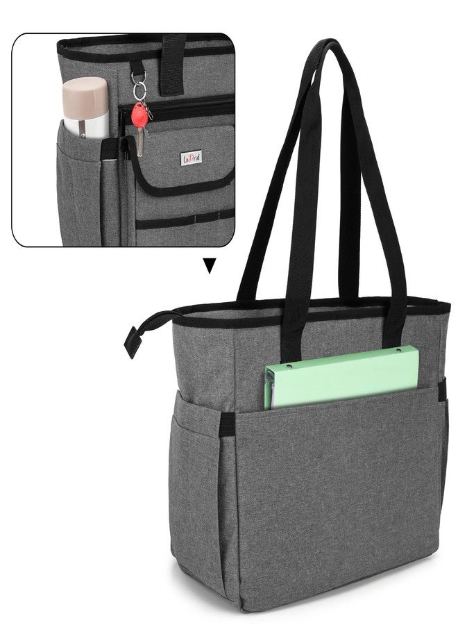 LoDrid Nurse Tote with Padded Bottom, Separated Storage for Laptops up to 15.6 Inch, Large Compartment, Gray - Image 5
