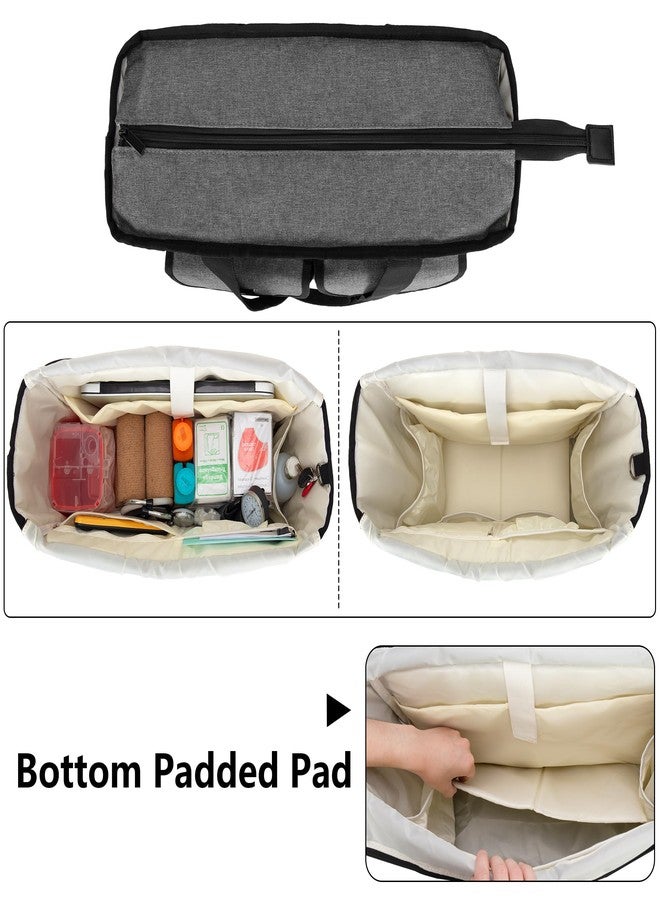 LoDrid Nurse Tote with Padded Bottom, Separated Storage for Laptops up to 15.6 Inch, Large Compartment, Gray - Image 3
