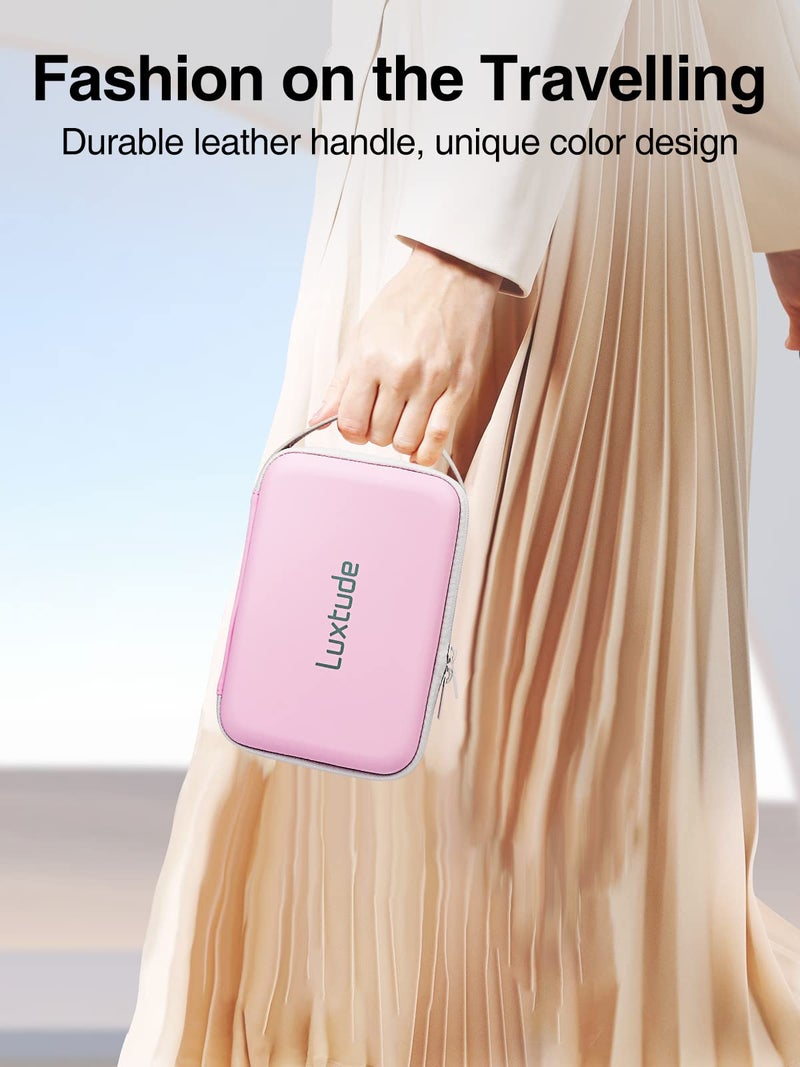 Luxtude Pink Electronics Organizer Travel Case, Tech Organizers Travel Case, Hard Charger Organizers, Portable Cable Organizer, Travel Essentials for Charger/Mouse/Cash/Card/Pen, Tech Gifts - Image 2