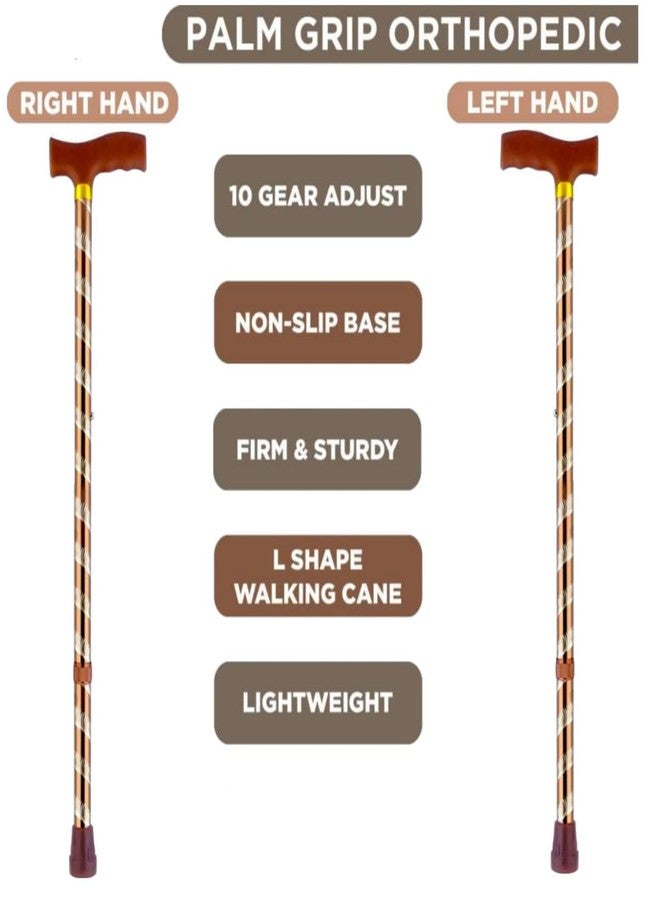PAXMAX Brown Carving Style Design Premium Aluminium Imported Walking Stick L Type Universal Size Old Age (Men & Women) (Brown) - Image 2