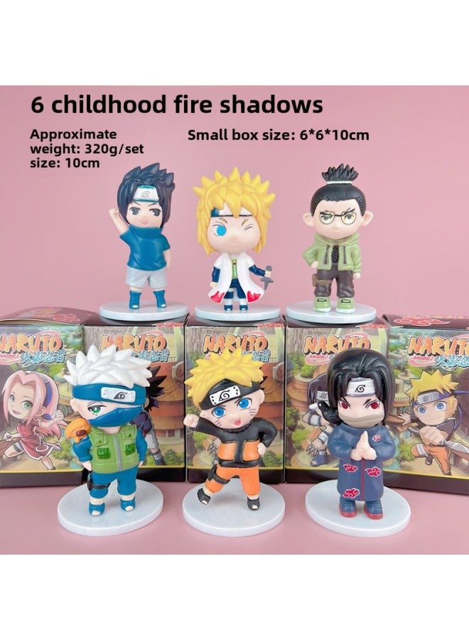 Naruto Hand-made Blind Box Sasuke Broadsword Kakashi Uchiha Mustela Storm Water Gate Model-Color:6 Types Of Childhood Fire Shadows In A Random Box  - Image 1