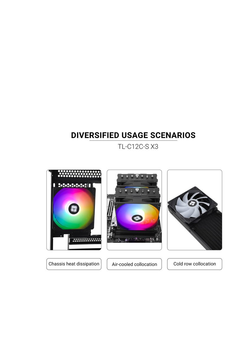 Thermalright Thermalright TL-C12C-S X3 ARGB Case Cooler, 120mm Silent Computer Fan with S-FDB Bearing, up to 1500RPM Cooling Fan（3 Quantities） - Image 3