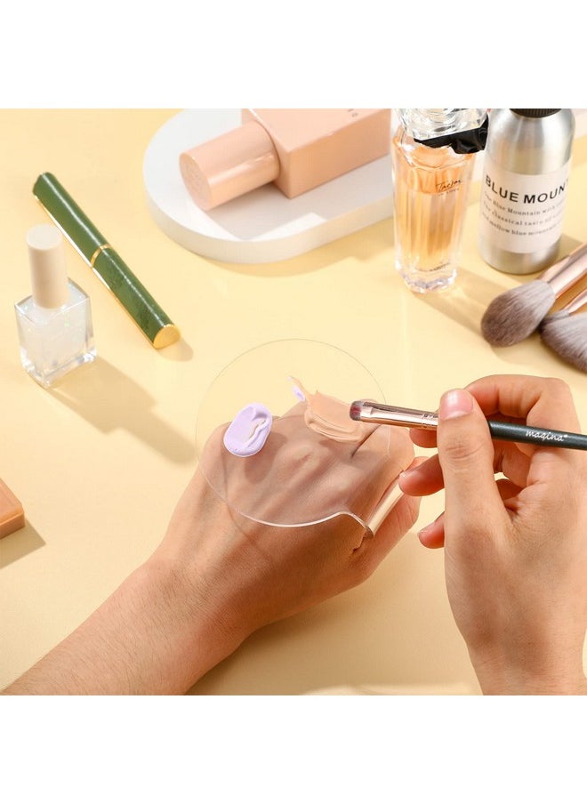 Chinco - Makeup Mixing Palette 2 Pieces Handheld Makeup Mixing Tray Acrylic Foundation Mixing Tray Clear Foundation Palette Eyeshadow Makeup Hand Palette Cosmetic Foundation Dish For Makeup Blending - Image 1