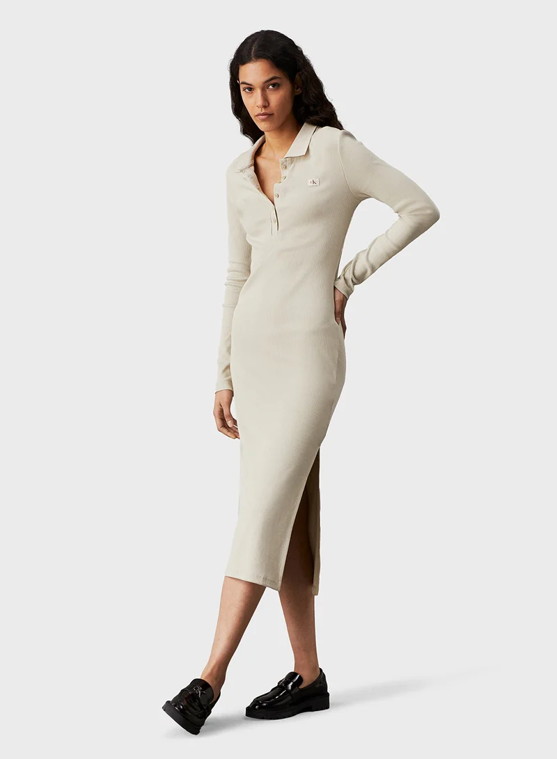 كالفن كلاين جينز Ribbed Polo Dress
