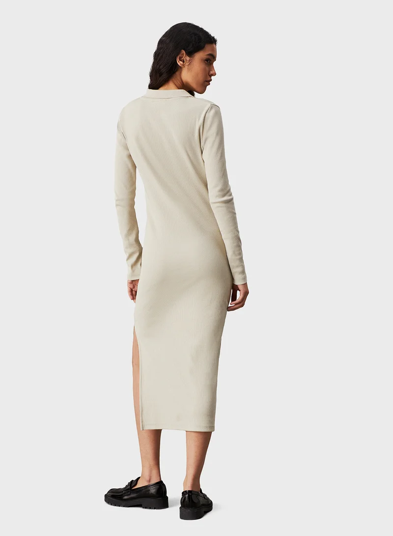كالفن كلاين جينز Ribbed Polo Dress