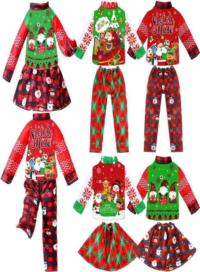 Newcotte 8 Pieces Christmas Accessories Clothes Doll Costume Santa Gingerbread Snowflake Christmas Tree Doll Clothes Holiday Outfits for Christmas Party Decorations(Snowflake) - Image 1
