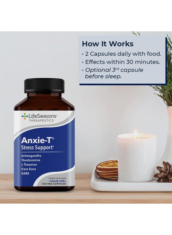 LifeSeasons Anxie-T - Stress Relief Supplement - Supports Mood & Mental Focus - Feel Calm and Relaxed - Eases Tension & Nervousness - Ashwagandha, Kava Kava, GABA & L-Theanine - 120 Capsules - Image 3