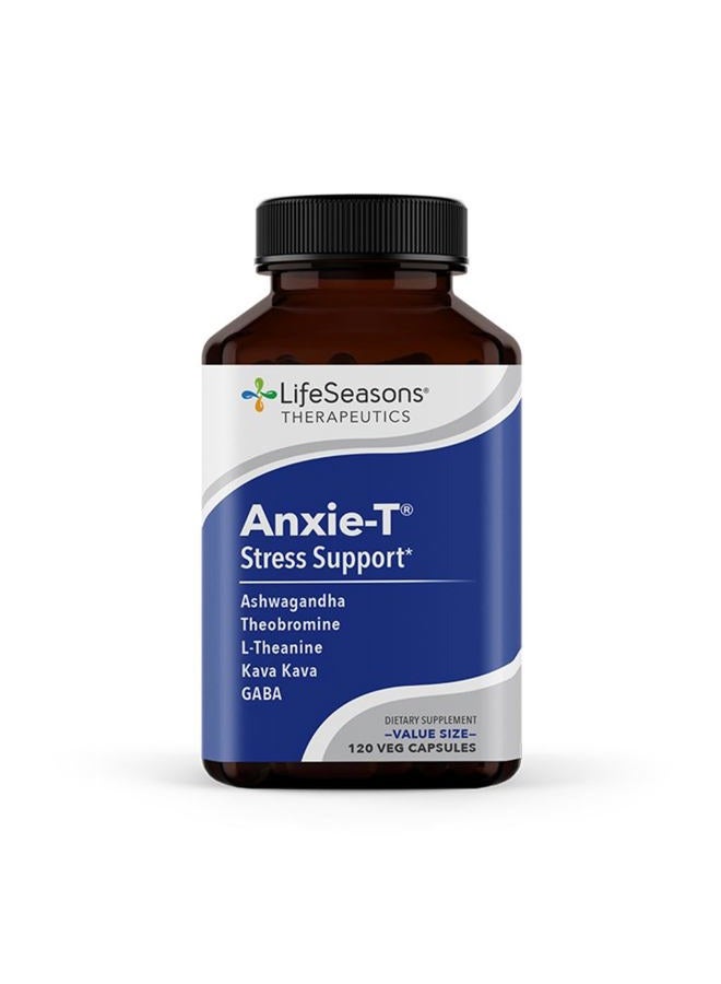 LifeSeasons Anxie-T - Stress Relief Supplement - Supports Mood & Mental Focus - Feel Calm and Relaxed - Eases Tension & Nervousness - Ashwagandha, Kava Kava, GABA & L-Theanine - 120 Capsules - Image 1