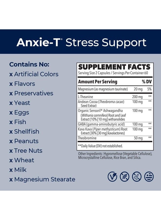 LifeSeasons Anxie-T - Stress Relief Supplement - Supports Mood & Mental Focus - Feel Calm and Relaxed - Eases Tension & Nervousness - Ashwagandha, Kava Kava, GABA & L-Theanine - 120 Capsules - Image 4