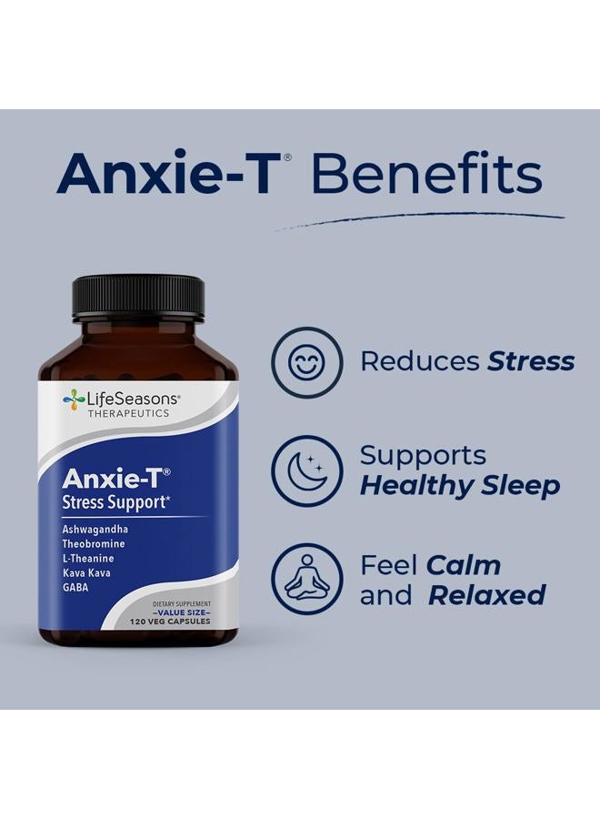 LifeSeasons Anxie-T - Stress Relief Supplement - Supports Mood & Mental Focus - Feel Calm and Relaxed - Eases Tension & Nervousness - Ashwagandha, Kava Kava, GABA & L-Theanine - 120 Capsules - Image 2